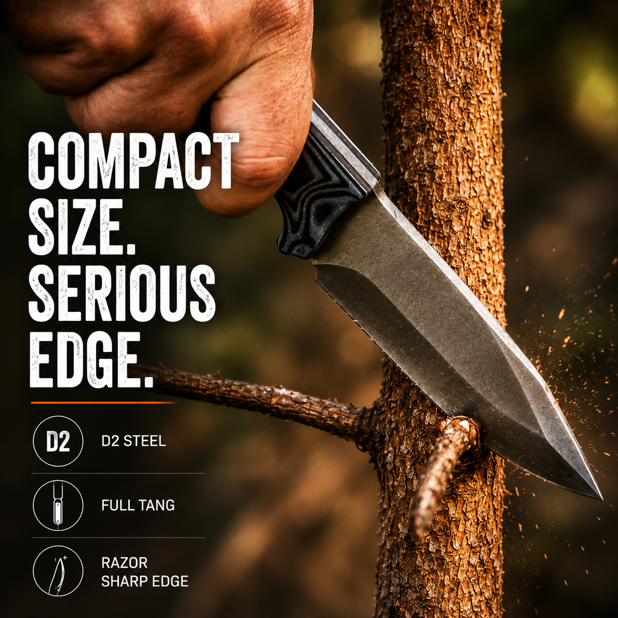 "The Silverback" Full Tang D2 Survival Camping Knife
