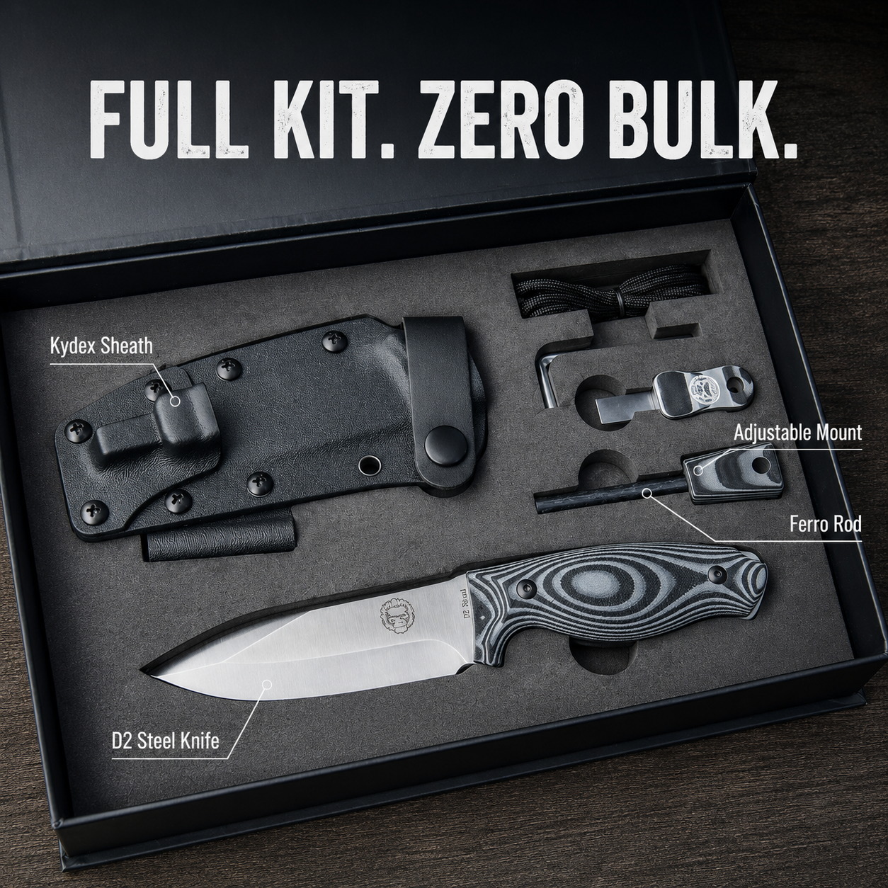 "The Silverback" Full Tang D2 Survival Camping Knife